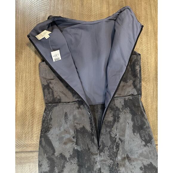 NWT LOFT Ann Taylor Women's Gray Watercolor Sleeveless Sheath Dress Size 4P NEW - Picture 7 of 13